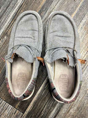 Hey dudes Gray Striped Boat Shoes US 11